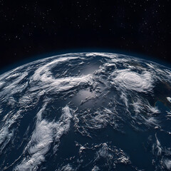 A breathtaking ultra-HD view of Earth from outer space, showing the vibrant blue oceans, white swirling clouds, and the continents illuminated by sunlight.