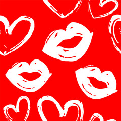 Kiss prints  seamless background, Valentine pattern design. Lip pattern design.