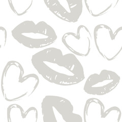 Kiss prints  seamless background, Valentine pattern design. Lip pattern design.