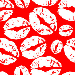 Kiss prints  seamless background, Valentine pattern design. Lip pattern design.