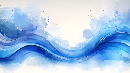 Abstract Watercolor Ocean:  An ethereal abstract background featuring bold, flowing lines of blue, reminiscent of crashing ocean waves, juxtaposed against delicate watercolor washes.