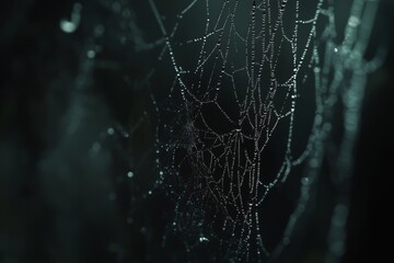 Glistening Spider Web in the Mist