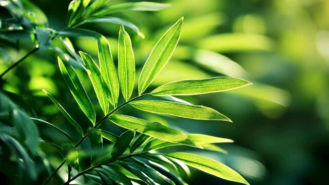 Vibrant Green Leaves Illuminated by Sunlight Nature Background Lush Foliage Spring Summer
