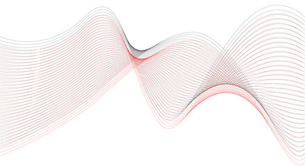 Smooth and flowing dynamic red and black wave lines isolated on white background. Stylized wave line art vector background.