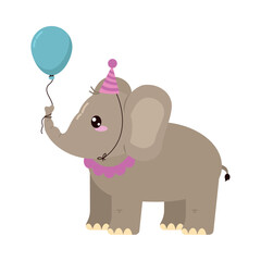 cute elephant with birthday hat
