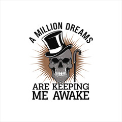T- shirt design A million Awake , vector art illustration