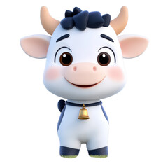Fototapeta premium Cute Cartoon Cow Character with Big Eyes and Cheerful Smile