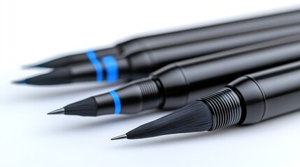 Black pencils, studio shot, white background, design concept