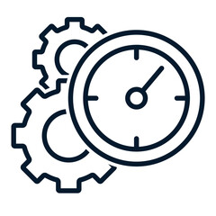 Gears, clock. Concept efficiency. Vector linear icon isolated on white background.