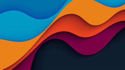Fototapeta premium Abstract papercut background colorful wavy shape cutout design vector