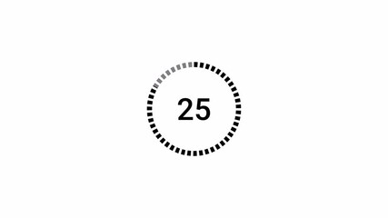  30 seconds circle countdown timer animation from 30 to 0 seconds on transparent background with alpha channel, countdown video