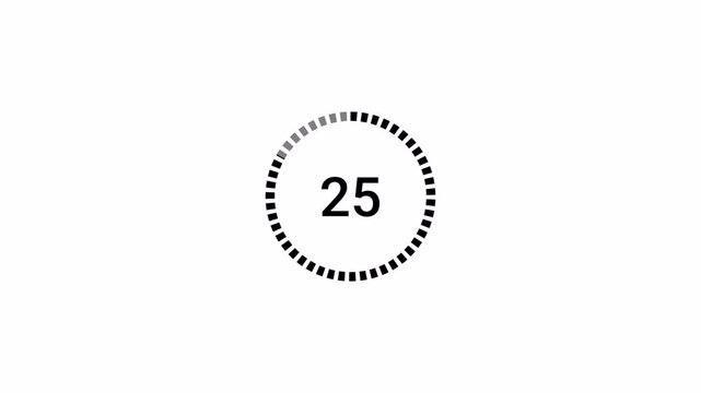  30 seconds circle countdown timer animation from 30 to 0 seconds on transparent background with alpha channel, countdown video