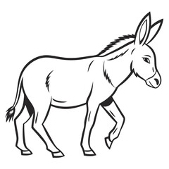 Fototapeta premium donkey side view, logo, black outline vector drawing