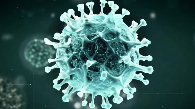 Herpes simplex virus type 1 close up rotating medical animation