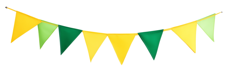 Green and yellow bunting banner, Isolated on Transparent Background