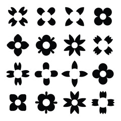 Fototapeta premium black flower icon set vector illustrator