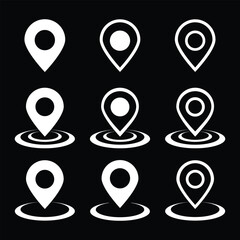 set of location  icons with map  pin vector illustrator