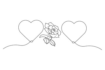 Love shape single line drawing  and  isolated  minimalist outline  valentines day
 vector icon
