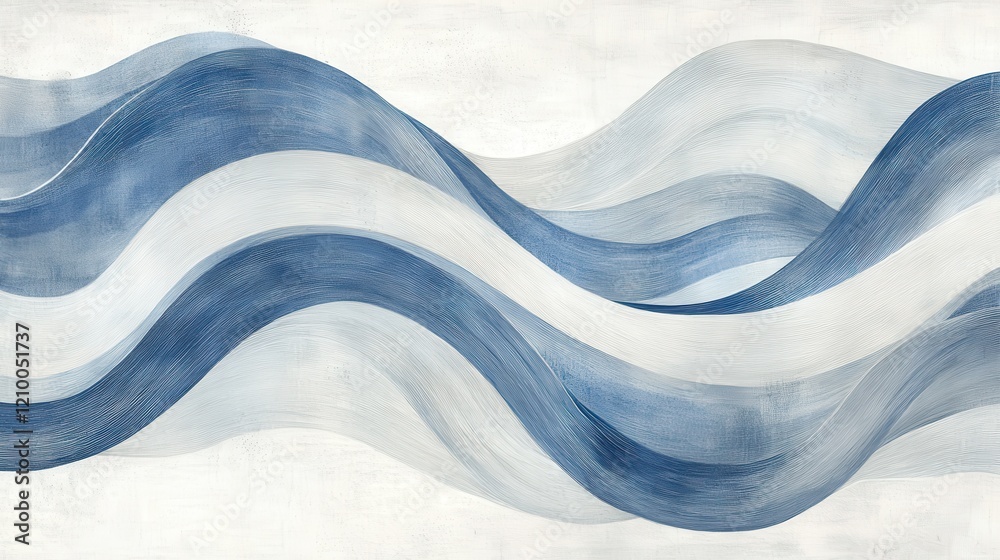 Poster soft waves of muted gray and blue pencil strokes create calming flow across a minimalist backdrop