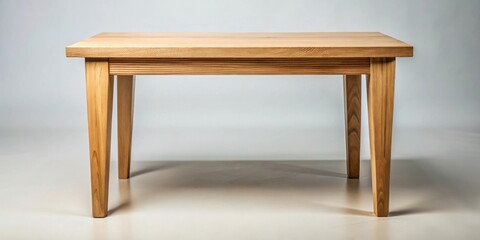 A simple, elegant light wood rectangular table with tapered legs, perfect for a minimalist home setting.