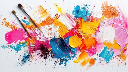 Vibrant Splash of Colorful Expression in Acrylic Painting