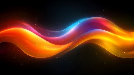 Obraz premium Liquid Light: A vibrant, abstract digital artwork showcasing a dynamic flow of glowing, multi-colored liquid light, resembling a wave of energy or movement.