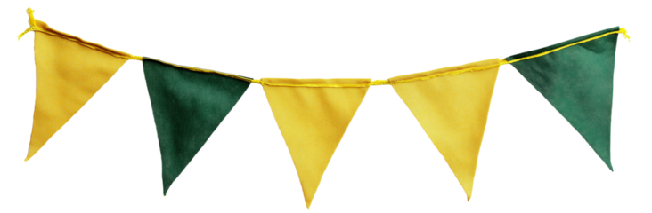 Green and yellow bunting banner, Isolated on Transparent Background