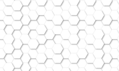Naklejka premium Abstract white hexagon background. Vector Illustration. Hexagon concept design abstract technology background. 3D Futuristic abstract honeycomb mosaic white background. 