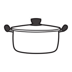black and white vector image, stainless steel pan facing forward