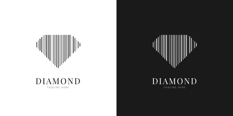Minimal diamond logo design. Diamond business icon for website and app. Diamond gems sign and symbols. Diamond Jewelry logo design with minimalist stylish line art concept.
