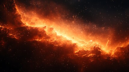 Fototapeta premium Cosmic Inferno: A breathtaking abstract artwork captures the fiery essence of a cosmic inferno.