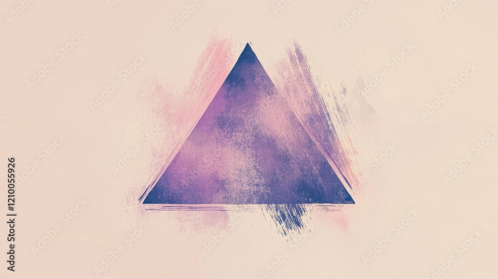 Aufkleber Soft triangular design using negative space that conveys a calming atmosphere with muted colors and brushstroke effects