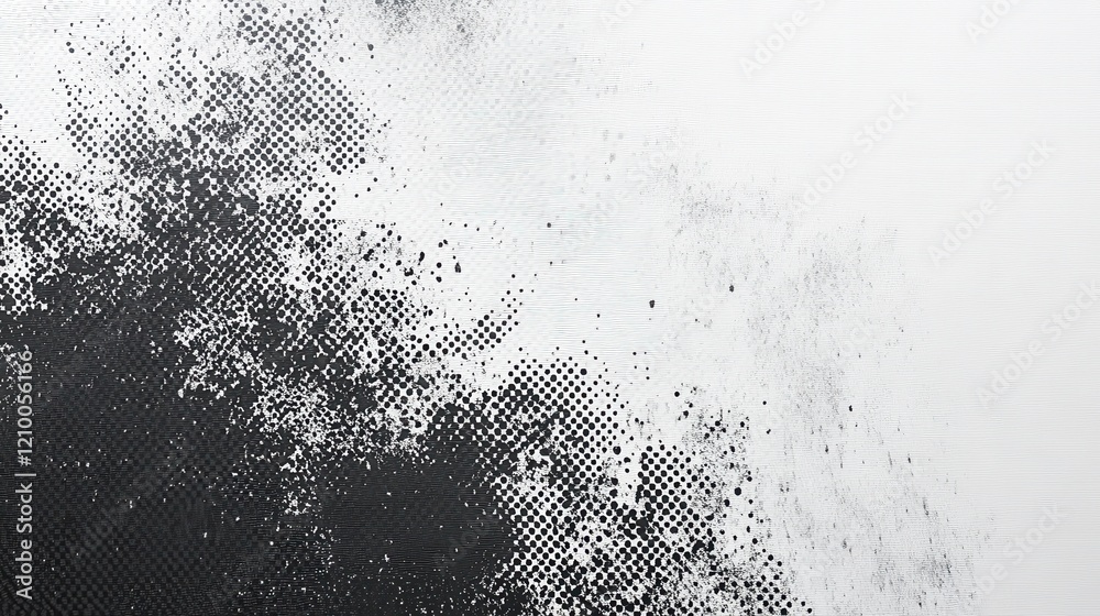 Poster monochromatic halftone dots create a fading pattern from light to dark across the canvas