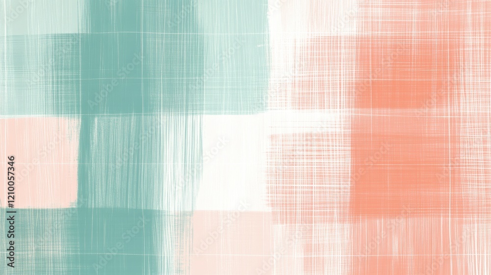 Poster grid pattern created with minimalist pencil strokes in soft pastel hues, conveying a calm and artist
