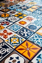 Vibrant Patterned Cement Tiles Display