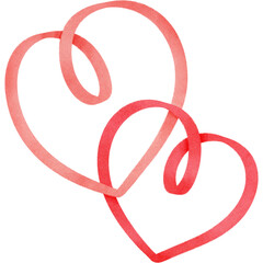 Valentines double heart watercolor illustration