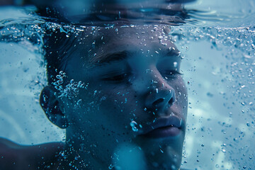 A person swimming in a pool generative AI image