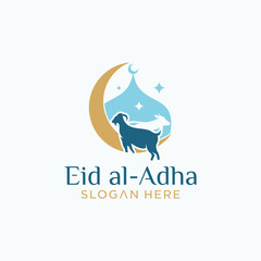 Fototapeta premium Eid al-Adha logo, Eid al-Adha Mubarak concept of Muslim mosque 