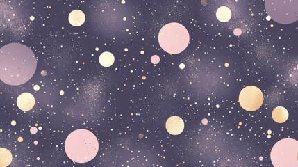 Abstract Cosmic Design with Pink and Gold Circles