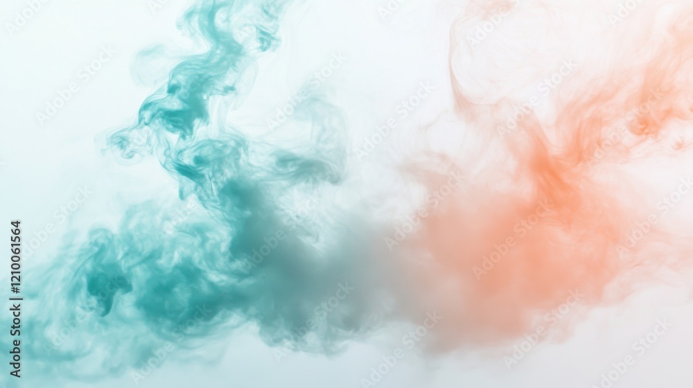 Poster Elegant teal and peach haze blends seamlessly to create a soothing atmosphere in abstract form