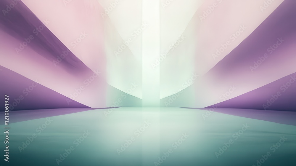 Poster Elegant lavender and mint shapes create a serene atmosphere in a minimalist space
