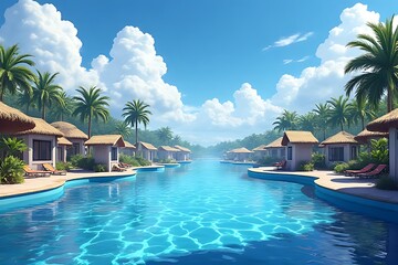Obraz premium pool in tropical resort