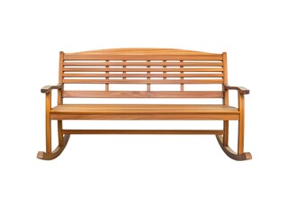 Sustainable and Wooden product. Wooden rocking bench with a simple design and natural finish.