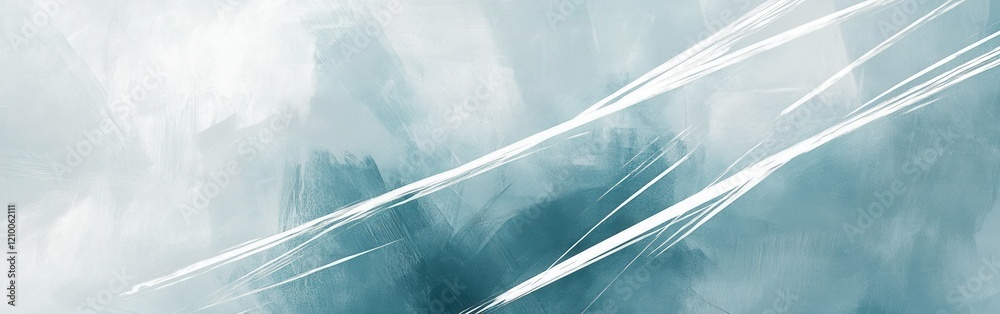 Poster elegant muted gray and teal strokes capturing a serene abstract landscape with gentle textures and s