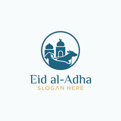 Eid al-Adha logo, Eid al-Adha Mubarak concept of Muslim mosque	