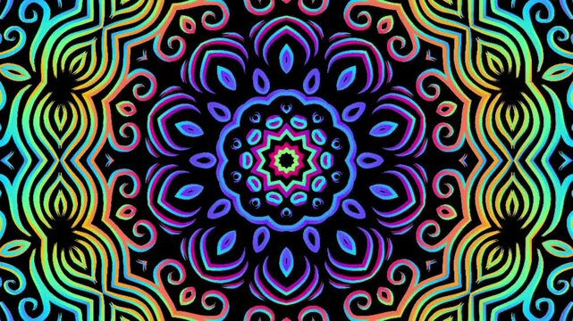 caleidoscope classic gradient circle flower art pattern of traditional tenun batik ethnic dayak ornament for animation ads