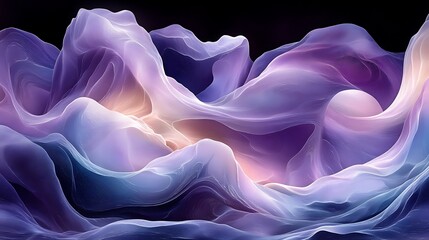 Obraz premium Dreamy Drapery: Abstract image of flowing, translucent fabrics in shades of purple, blue, and lavender, creating a dreamy and ethereal landscape.