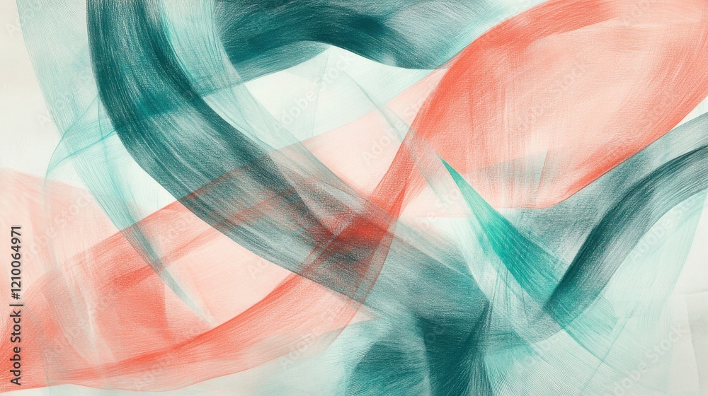 Poster abstract pencil strokes intertwining in soft colors creating echoes of motion and depth