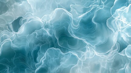 Abstract Teal and White Swirling Fluid Art Design