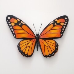 Obraz premium Vibrant orange monarch butterfly resting with its wings spread wide against a light background